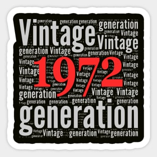 Vintage generation 1972 Numero 50 Regalo de cumpleaños Sticker